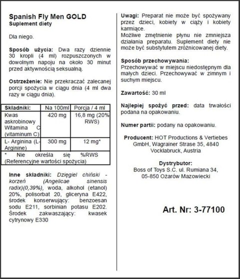 Afrodyzjak hiszpańska mucha krople pobudzające 30m Afrodyzjak hiszpańska mucha krople pobudzające 30m