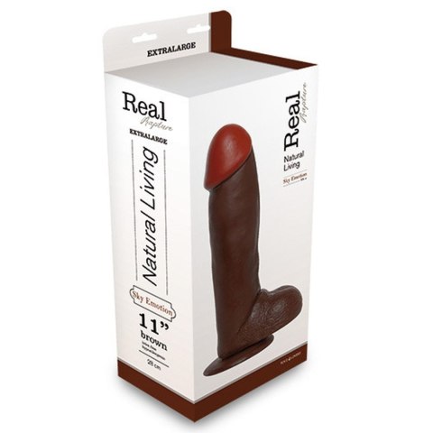 Ciemne brązowe dildo gruby penis z jądrami 31cm Ciemne brązowe dildo gruby penis z jądrami 31cm