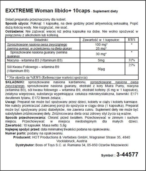 Kapsułki energetyczne podnoszą libido kobiet 10szt Kapsułki energetyczne podnoszą libido kobiet 10szt