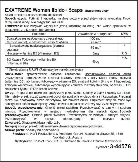 Kapsułki energetyczne podnoszą libido kobiet 5szt Kapsułki energetyczne podnoszą libido kobiet 5szt