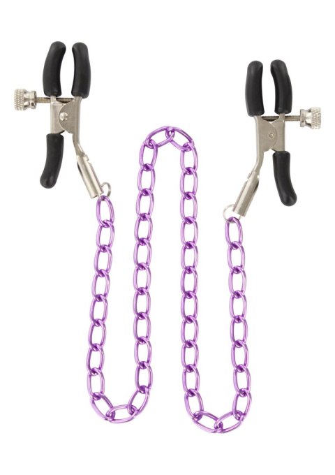 Klamry na sutki fioletowy łańcuszek bdsm bondage Klamry na sutki fioletowy łańcuszek bdsm bondage