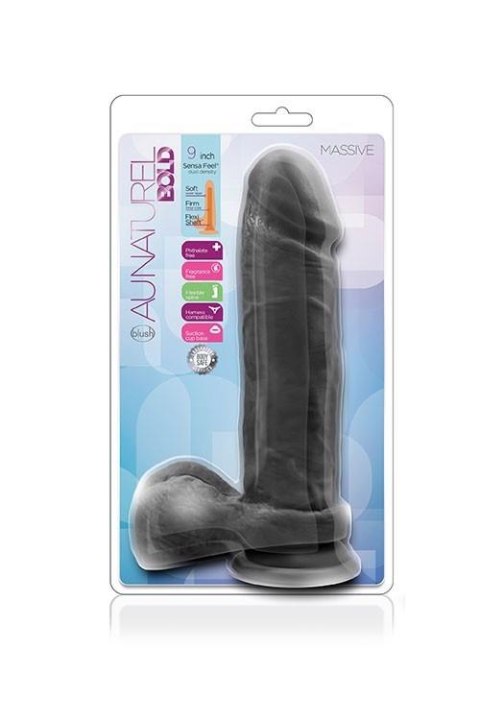 Silikonowe gładkie czarne dildo z przyssawką 23 cm Silikonowe gładkie czarne dildo z przyssawką 23 cm
