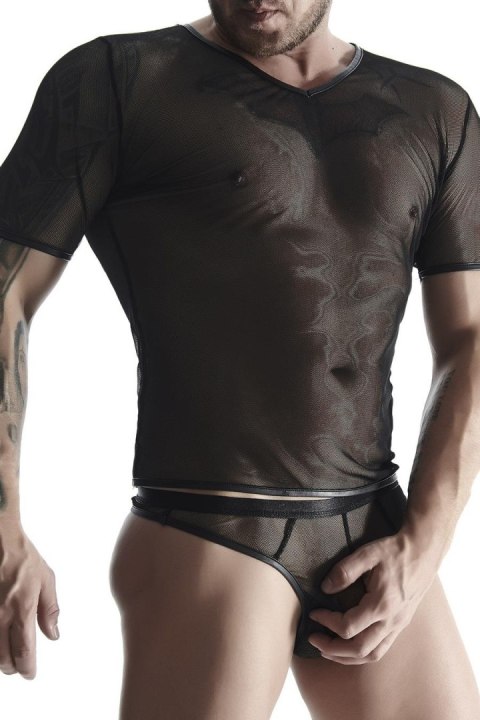 Męski t-shirt z elastycznej siatki w serek s Męski t-shirt z elastycznej siatki w serek s