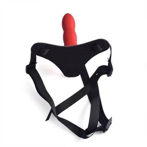 Czerwone kuszące dildo ze strap-on na szelkach Czerwone kuszące dildo ze strap-on na szelkach