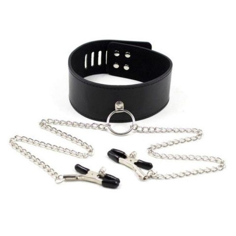 Szeroka obroża z klamrami na sutki bdsm bondage Szeroka obroża z klamrami na sutki bdsm bondage