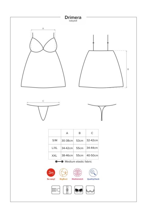 Babydoll koszulka stringi komplet obsessive s/m Babydoll koszulka stringi komplet obsessive s/m