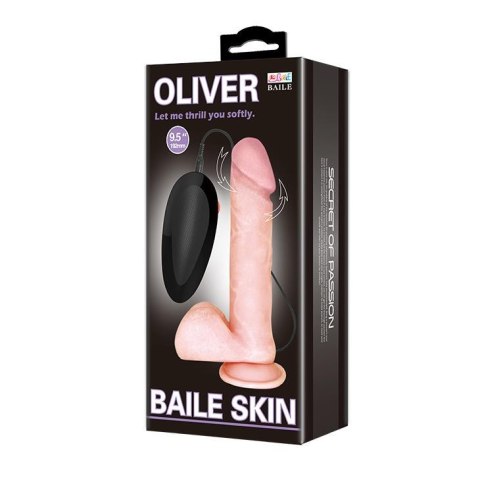 Wibrujący penis realistyczny przyssawka jądra 19cm Wibrujący penis realistyczny przyssawka jądra 19cm
