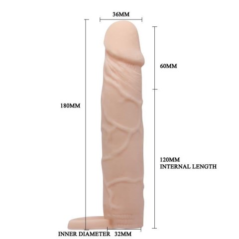 Wydłużająca pogrubiająca nakładka na penisa 18cm Wydłużająca pogrubiająca nakładka na penisa 18cm