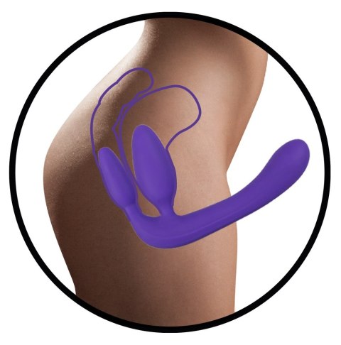 Potrójne dildo strap-on penetracja każdej dziurki