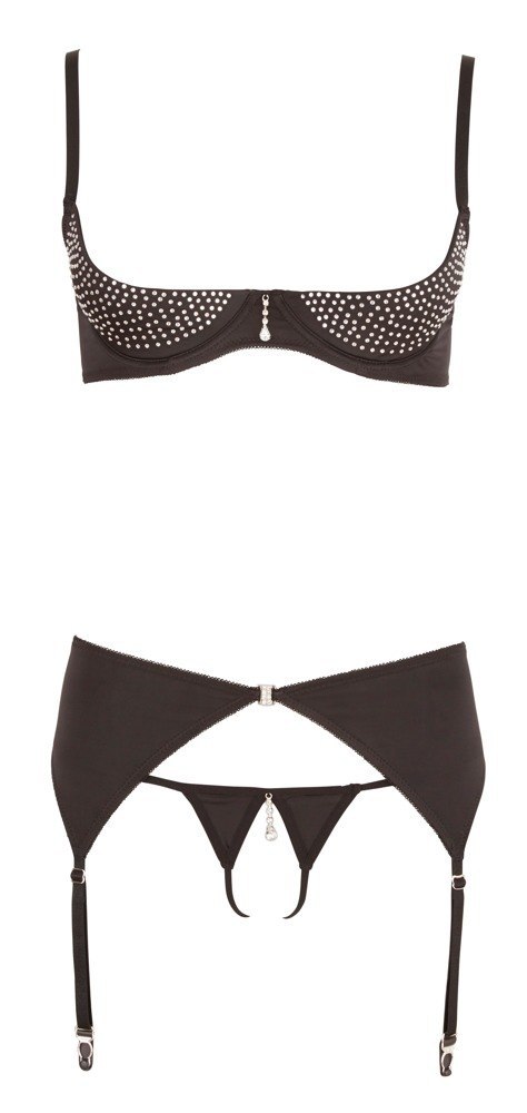 Rhinestone Shelf Bra Set 80B/M
