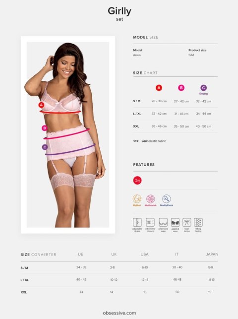 Erotyczny komplet pas stanik stringi obsessive l/xl