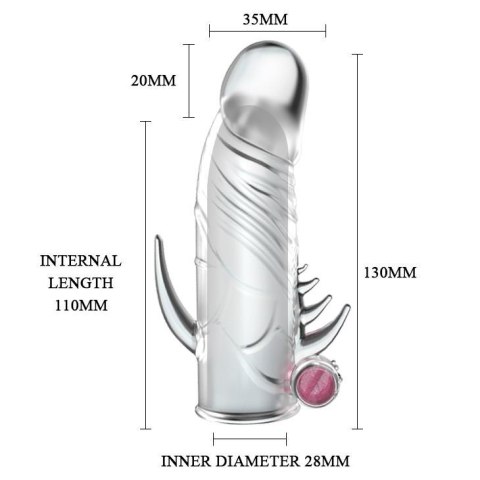 Wibrująca przedłużka nakładka na penisa plus 2cm Wibrująca przedłużka nakładka na penisa plus 2cm