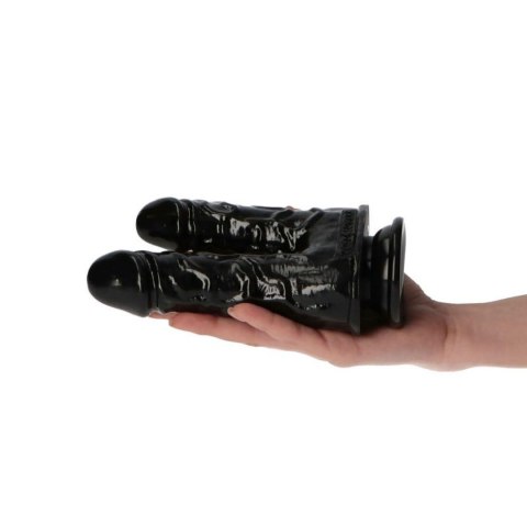 Czarne podwójne dildo grube dwa penisy przyssawka Czarne podwójne dildo grube dwa penisy przyssawka