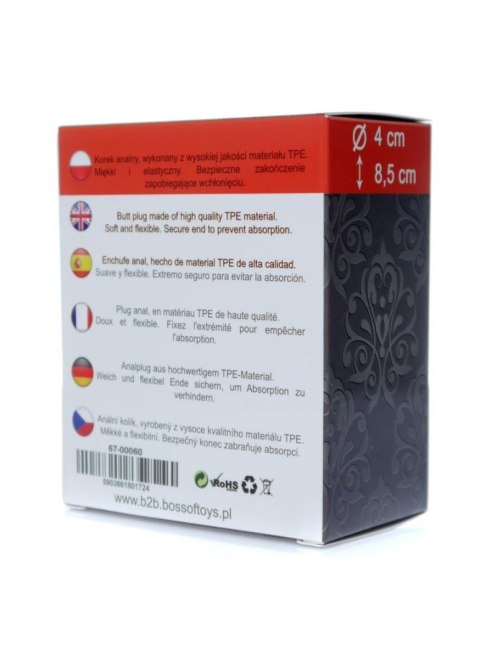 Gładka czarna zatyczka analna korek sex plug 8cm Gładka czarna zatyczka analna korek sex plug 8cm