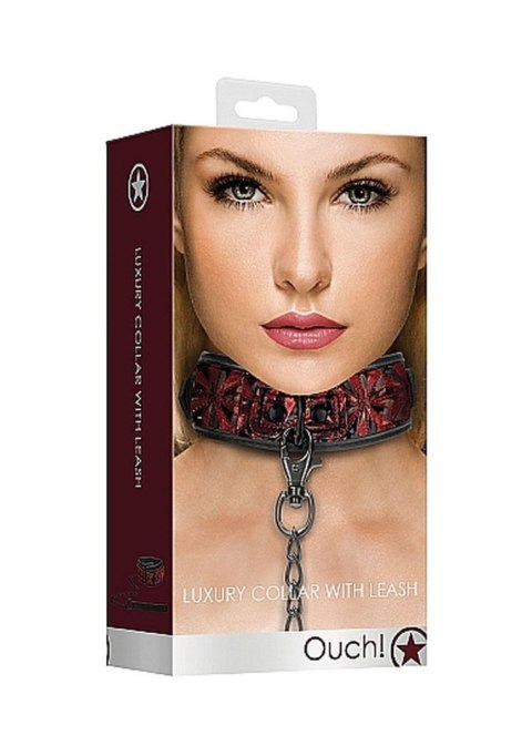 Luxury Collar with Leash - Burgundy Luxury Collar with Leash - Burgundy
