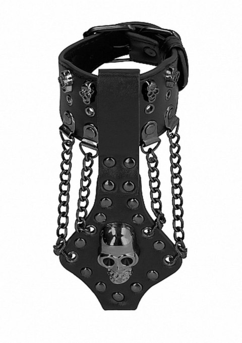Ouch! Skulls and Bones - Bracelet with Skulls and Chains - Black Ouch! Skulls and Bones - Bracelet with Skulls and Chains - Black
