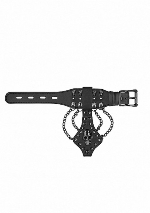 Ouch! Skulls and Bones - Bracelet with Skulls and Chains - Black Ouch! Skulls and Bones - Bracelet with Skulls and Chains - Black