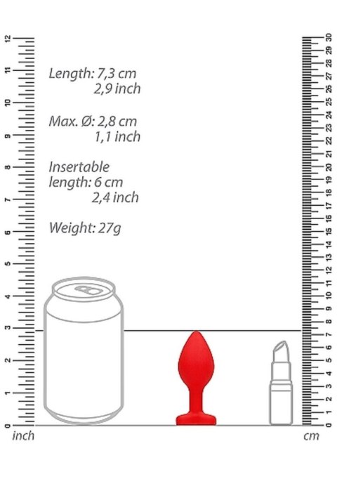Silikonowy korek analny czerwony z diamentem 7,5cm Silikonowy korek analny czerwony z diamentem 7,5cm
