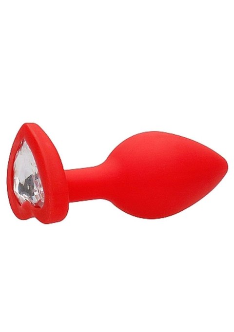 Silikonowy korek analny czerwony z diamentem 7,5cm Silikonowy korek analny czerwony z diamentem 7,5cm