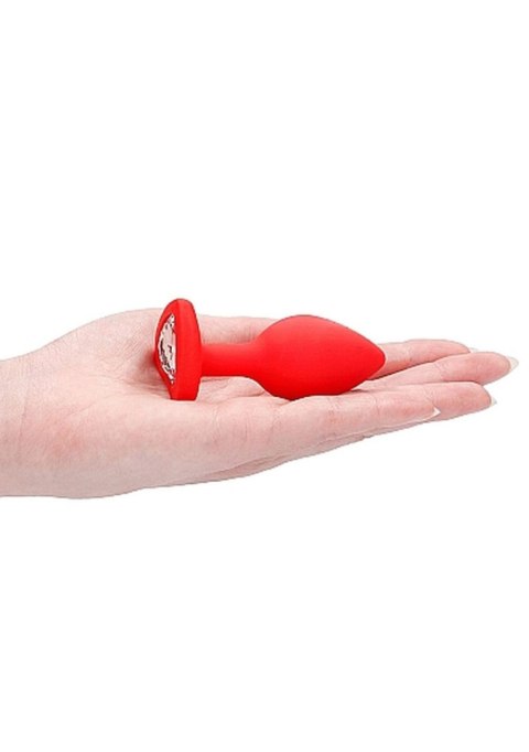 Silikonowy korek analny czerwony z diamentem 7,5cm Silikonowy korek analny czerwony z diamentem 7,5cm