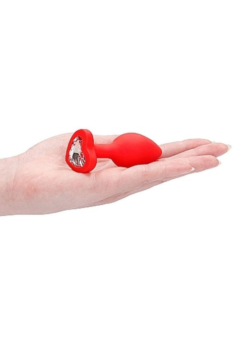 Silikonowy korek analny czerwony z diamentem 7,5cm Silikonowy korek analny czerwony z diamentem 7,5cm