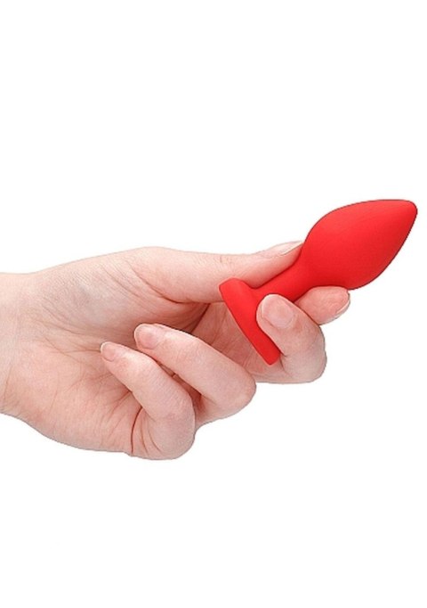 Silikonowy korek analny czerwony z diamentem 7,5cm Silikonowy korek analny czerwony z diamentem 7,5cm