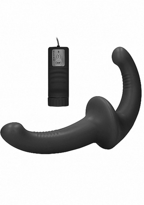 Strap-on podwójne prążkowane dildo czarne wibracja Strap-on podwójne prążkowane dildo czarne wibracja