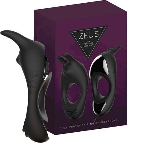 FeelzToys - Zeus Dual Vibe Cockring Zwart FeelzToys - Zeus Dual Vibe Cockring Zwart