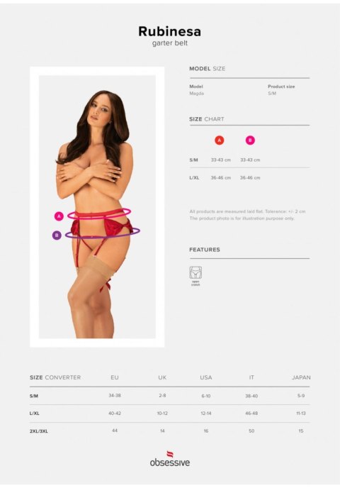 Pas stringi otwarte komplet obsessive rubinesa lxl
