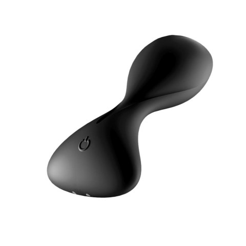 Gładkie dildo płaskie z wibracjami czarny korek Gładkie dildo płaskie z wibracjami czarny korek