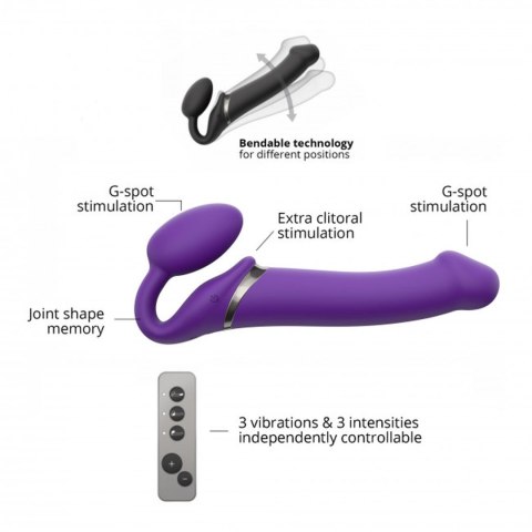 Wodoodporny wibrujący strap-on silikonowy fiolet Wodoodporny wibrujący strap-on silikonowy fiolet