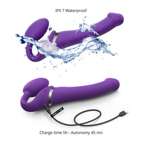 Wodoodporny wibrujący strap-on silikonowy fiolet Wodoodporny wibrujący strap-on silikonowy fiolet