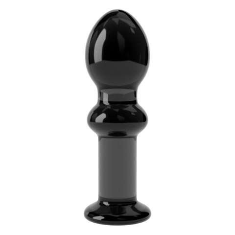Czarny szklany korek analny opływową główką 11,5cm Czarny szklany korek analny opływową główką 11,5cm