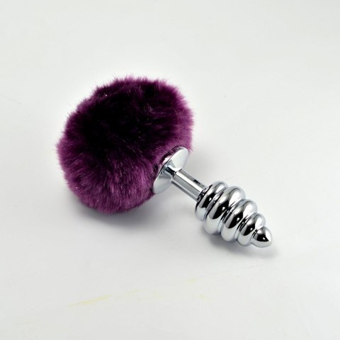 Metalowy korek analny puszysta końcówka fiolet 8cm Metalowy korek analny puszysta końcówka fiolet 8cm