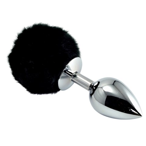 Metalowy korek analny z czarnym puszkiem 8 cm Metalowy korek analny z czarnym puszkiem 8 cm