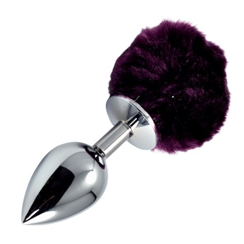 Metalowy korek analny z fioletowym puszkiem 8 cm Metalowy korek analny z fioletowym puszkiem 8 cm