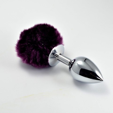 Metalowy korek analny z fioletowym puszkiem 8 cm Metalowy korek analny z fioletowym puszkiem 8 cm