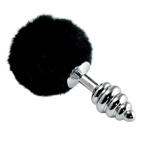 Metalowy korek analny z puszystą końcówką 8 cm Metalowy korek analny z puszystą końcówką 8 cm