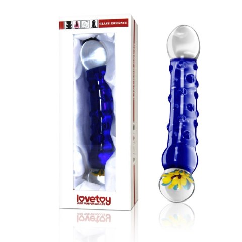 Niebieskie zakrzywione szklane dildo z wypustkami Niebieskie zakrzywione szklane dildo z wypustkami