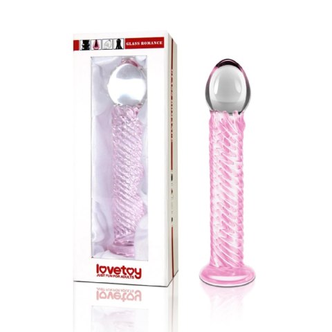 Szklane różowe dildo ze spiralną strukturą 21 cm Szklane różowe dildo ze spiralną strukturą 21 cm