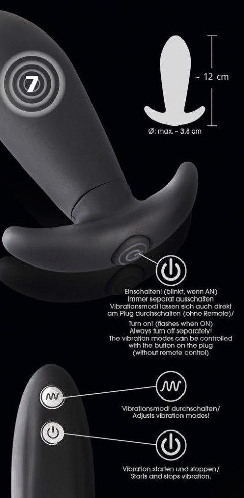 Stożkowa wtyczka analna plug korek wibracyjny 12cm Stożkowa wtyczka analna plug korek wibracyjny 12cm