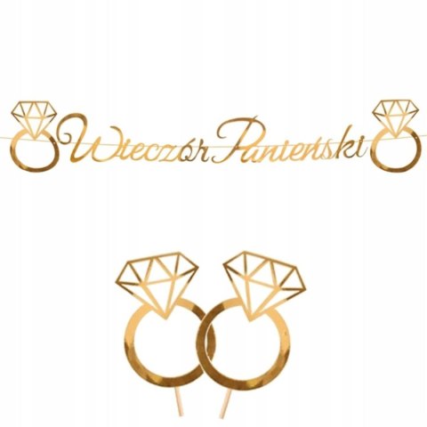 Zestaw złotych dekoracji na Wieczór Panieński Zestaw złotych dekoracji na Wieczór Panieński