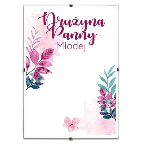 Pamiątkowy biały plakat "Buziaki na pożegnanie Panny Młodej" w antyramie. Pamiątkowy biały plakat "Buziaki na pożegnanie Panny Młodej" w antyramie.
