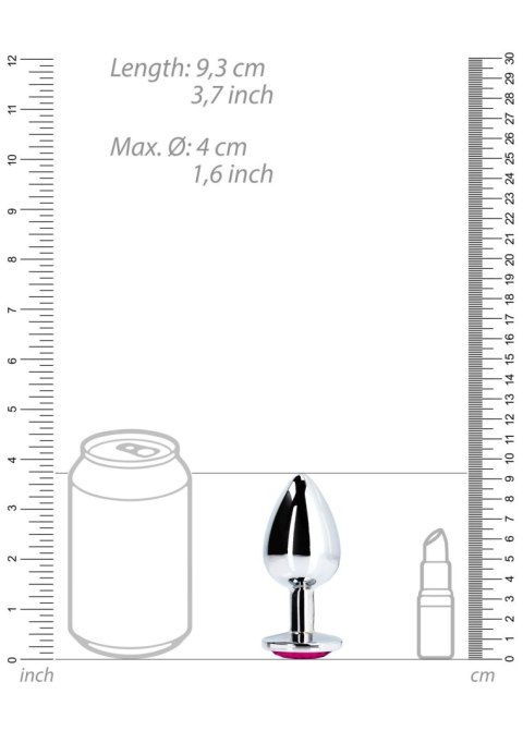 SREBRNA ZATYCZKA PLUG ANALNY KOREK METALOWY Z DIAMENTEM 9,3 CM