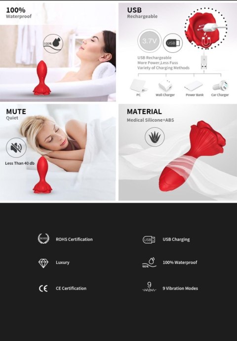 Korek analny z wibracją B - series Joy Rosenberg Red