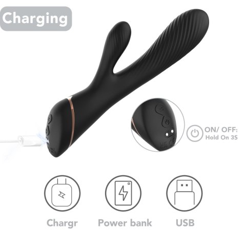 Wibrator ze stymulacją łechtaczki B - series Joy Hare Black Wibrator ze stymulacją łechtaczki B - series Joy Hare Black