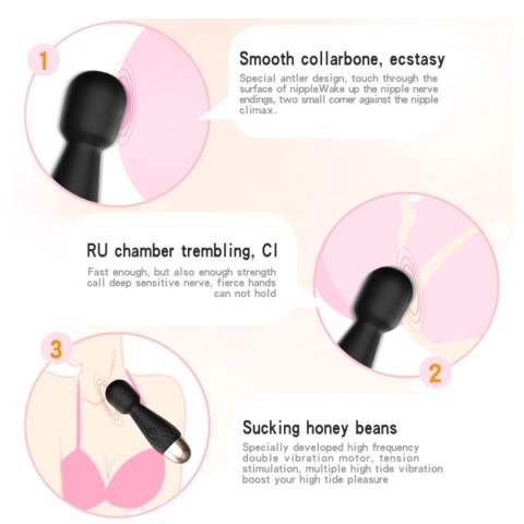 Power Escorts - Mini Wand De Luxe - Black - 11,6 Cm / 4.5 Inch Silicone Wand Massager Power Escorts - Mini Wand De Luxe - Black - 11,6 Cm / 4.5 Inch Silicone Wand Massager