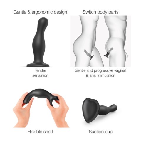 Fikuśne czarne opływowe dildo waginalne analne Fikuśne czarne opływowe dildo waginalne analne