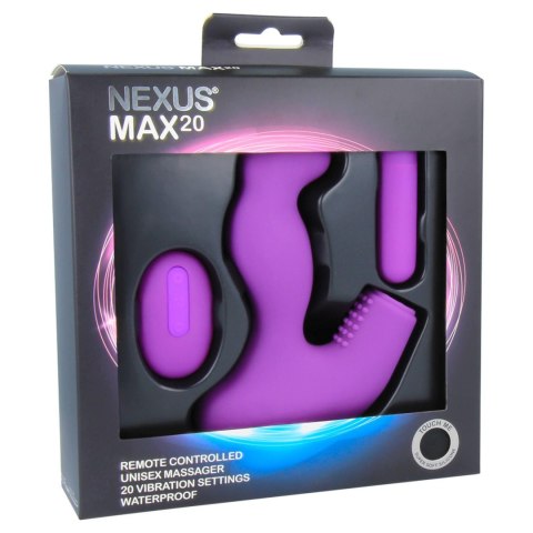 Nexus - Max 20 Remote Control Unisex Massager Purple Nexus - Max 20 Remote Control Unisex Massager Purple