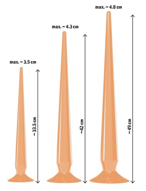 Zestaw 3 korki analne z przyssawką długie 30-49cm